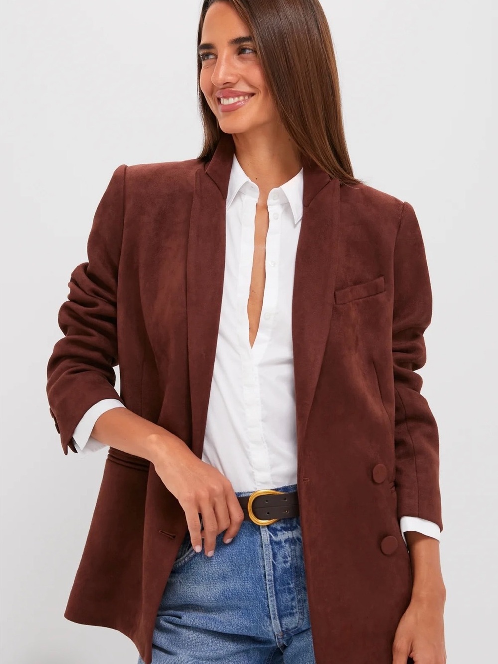 TUCKERNUCK
Deep Mocha Vegan Suede Diana Blazer